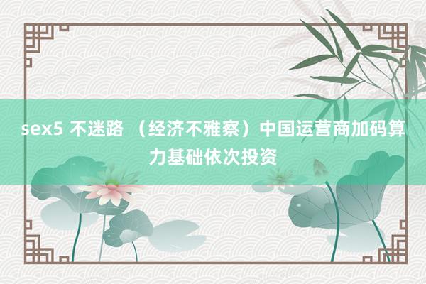 sex5 不迷路 （经济不雅察）中国运营商加码算力基础依次投资