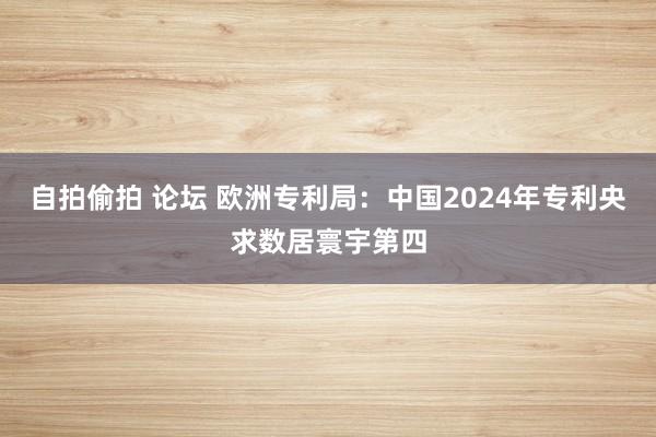 自拍偷拍 论坛 欧洲专利局：中国2024年专利央求数居寰宇第四