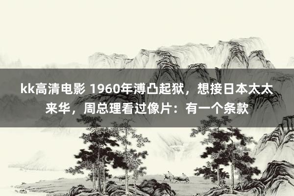 kk高清电影 1960年溥凸起狱，想接日本太太来华，周总理看过像片：有一个条款