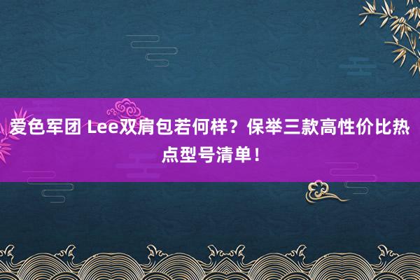 爱色军团 Lee双肩包若何样？保举三款高性价比热点型号清单！