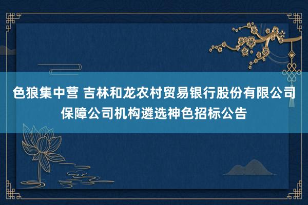 色狼集中营 吉林和龙农村贸易银行股份有限公司保障公司机构遴选神色招标公告