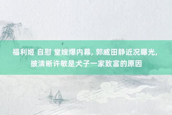 福利姬 自慰 堂嫂爆内幕, 郭威田静近况曝光, 披清晰许敏是犬子一家致富的原因